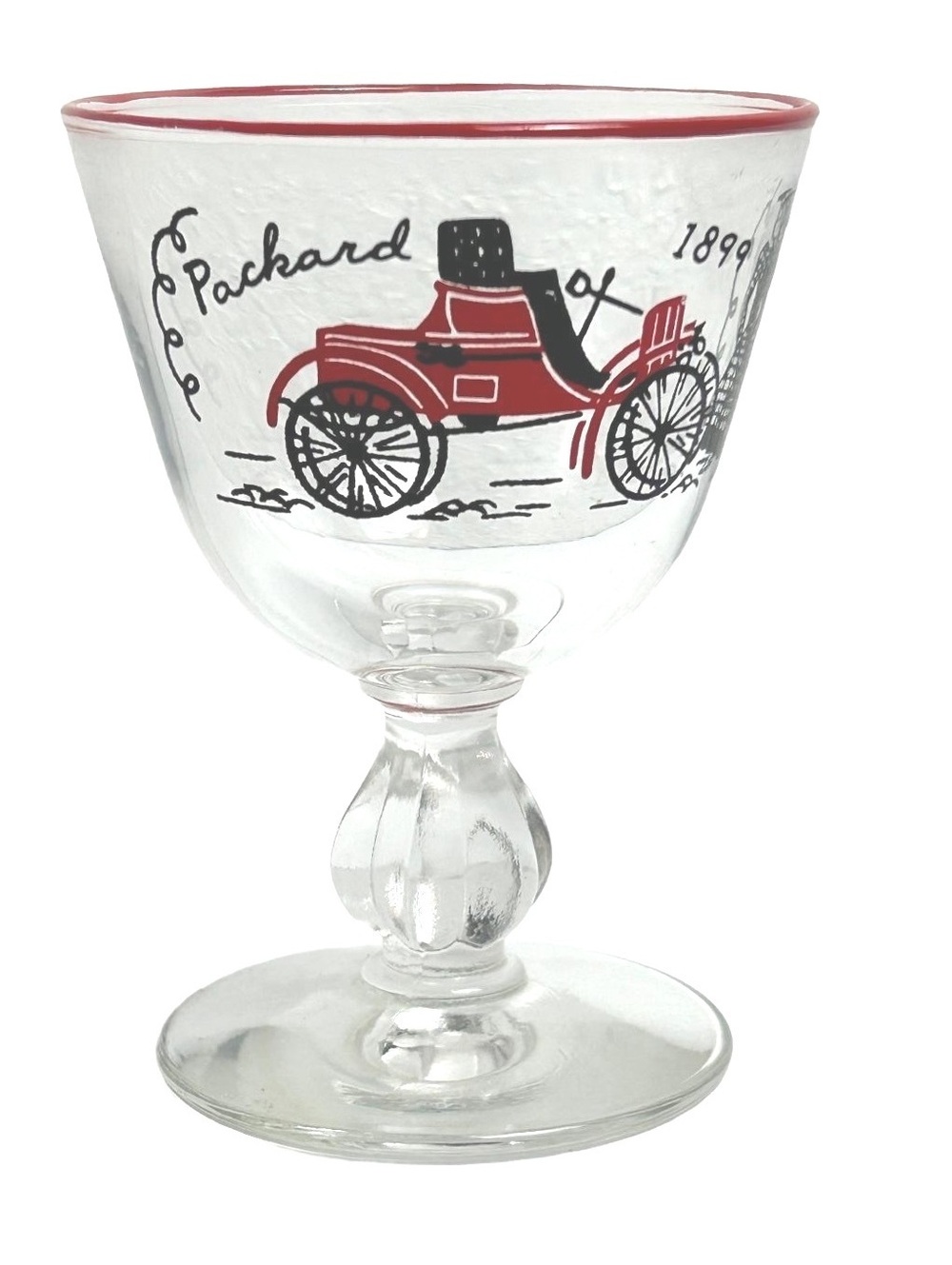 Vintage Libbey Pedestal Cocktail Glass “Horseless Carriage” 1899 Packard